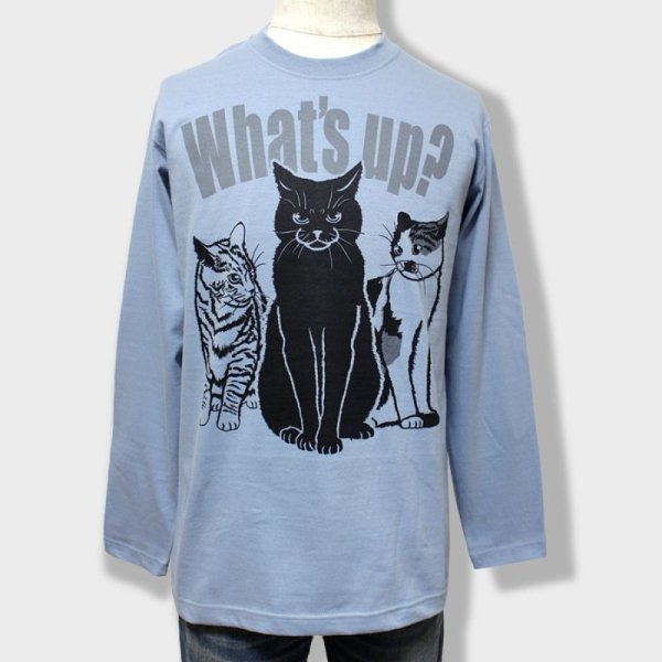 画像1: 猫あるあるTシャツ「What’s up?」長袖 (1)